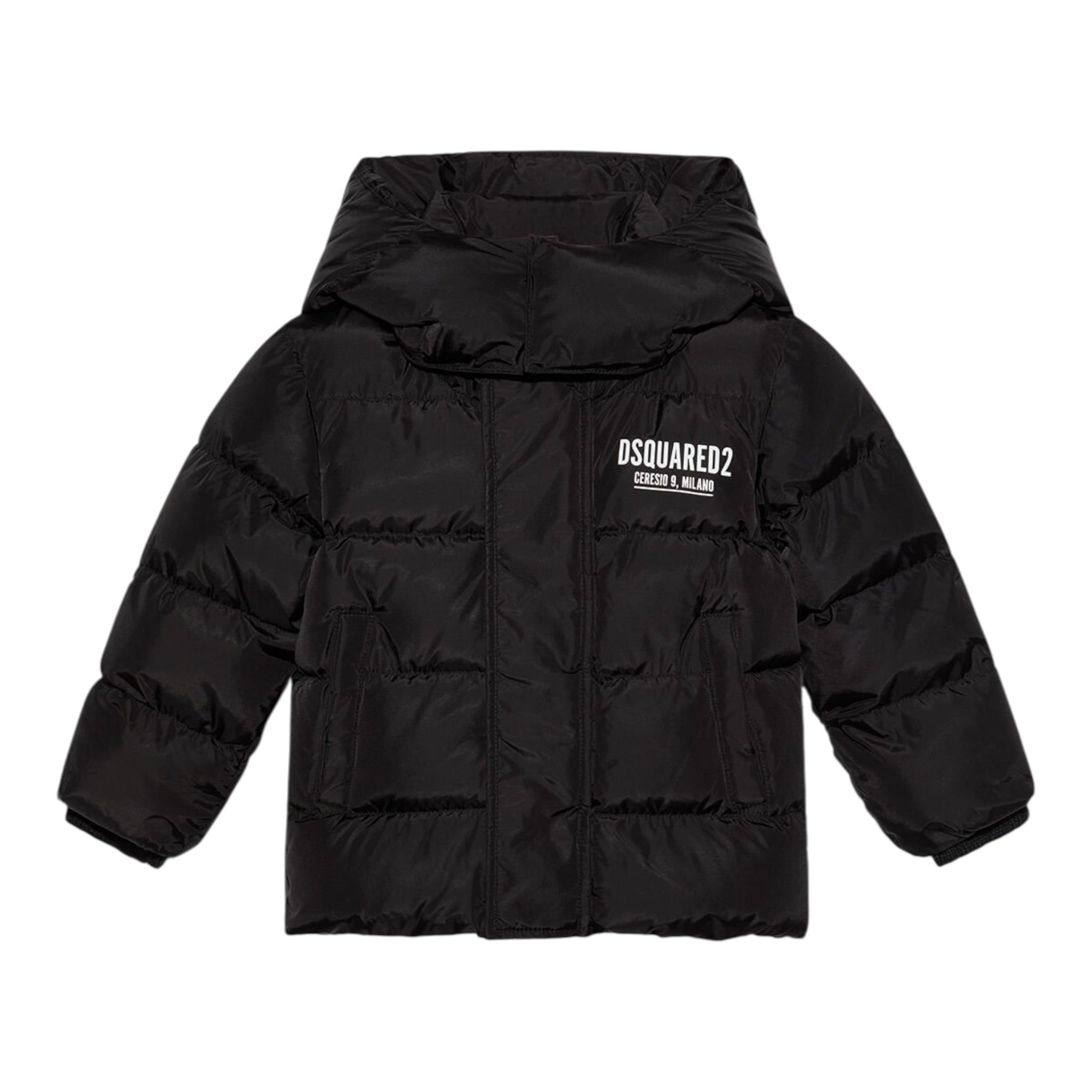 Dsquared2 Giubbino tinta unita con Cappuccio E Zip Nero per Neonato DQ1288 NERO DSQUARED2 
