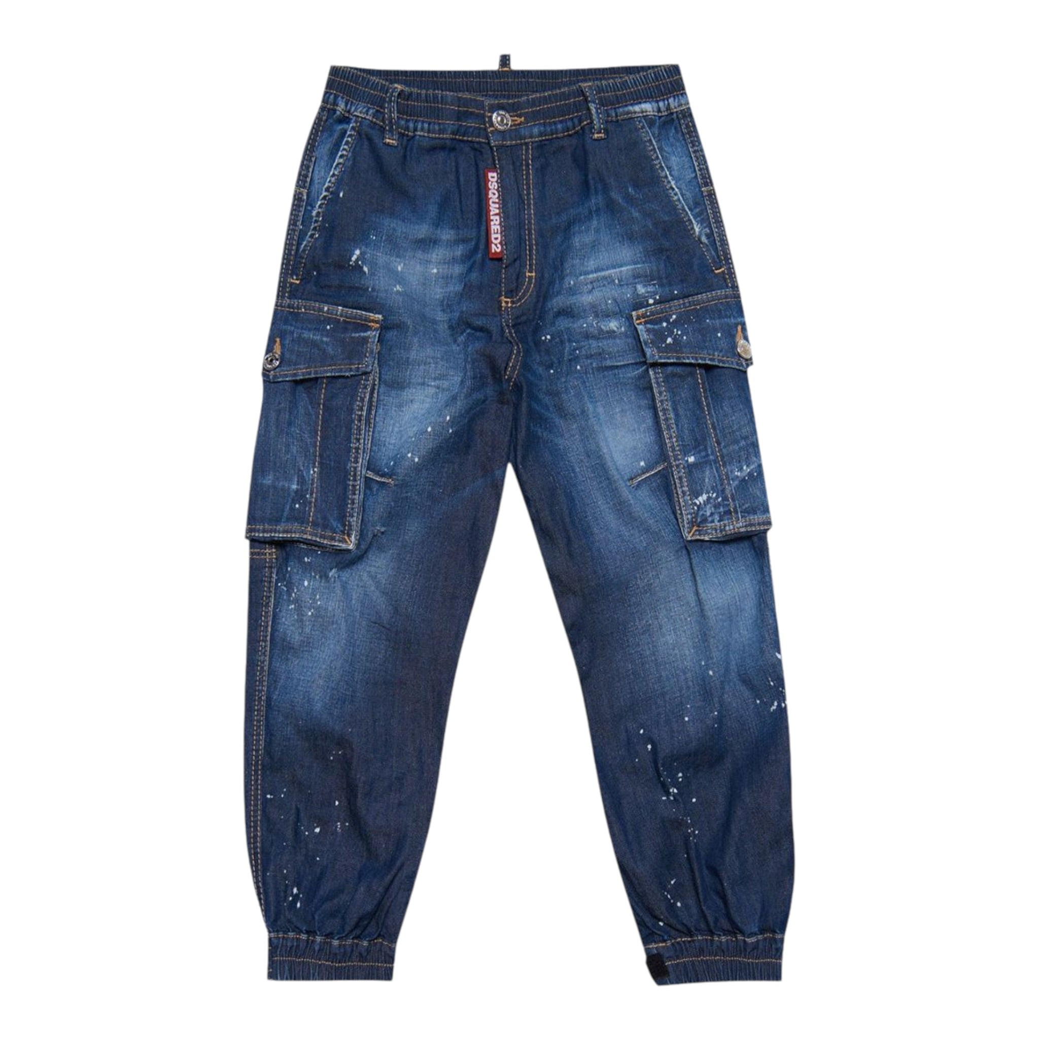 Dsquared2 Jeans tinta unita con Elastico In Vita Blu per Bambino DQ1924 BLU DSQUARED2 