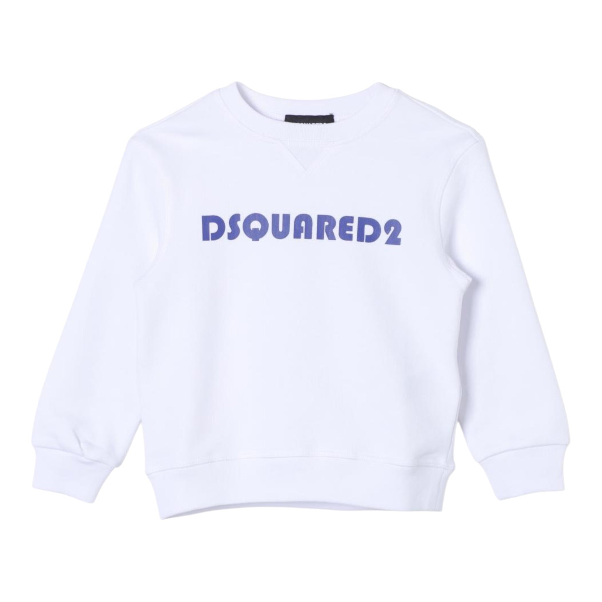 Dsquared2 Felpa tinta unita Girocollo con Stampa Bianco per Bambino DQ2073 BIANCO DSQUARED2 