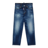 Dsquared2 Jeans tinta unita con Strappi Blu per Bambino DQ2241 BLU DSQUARED2 