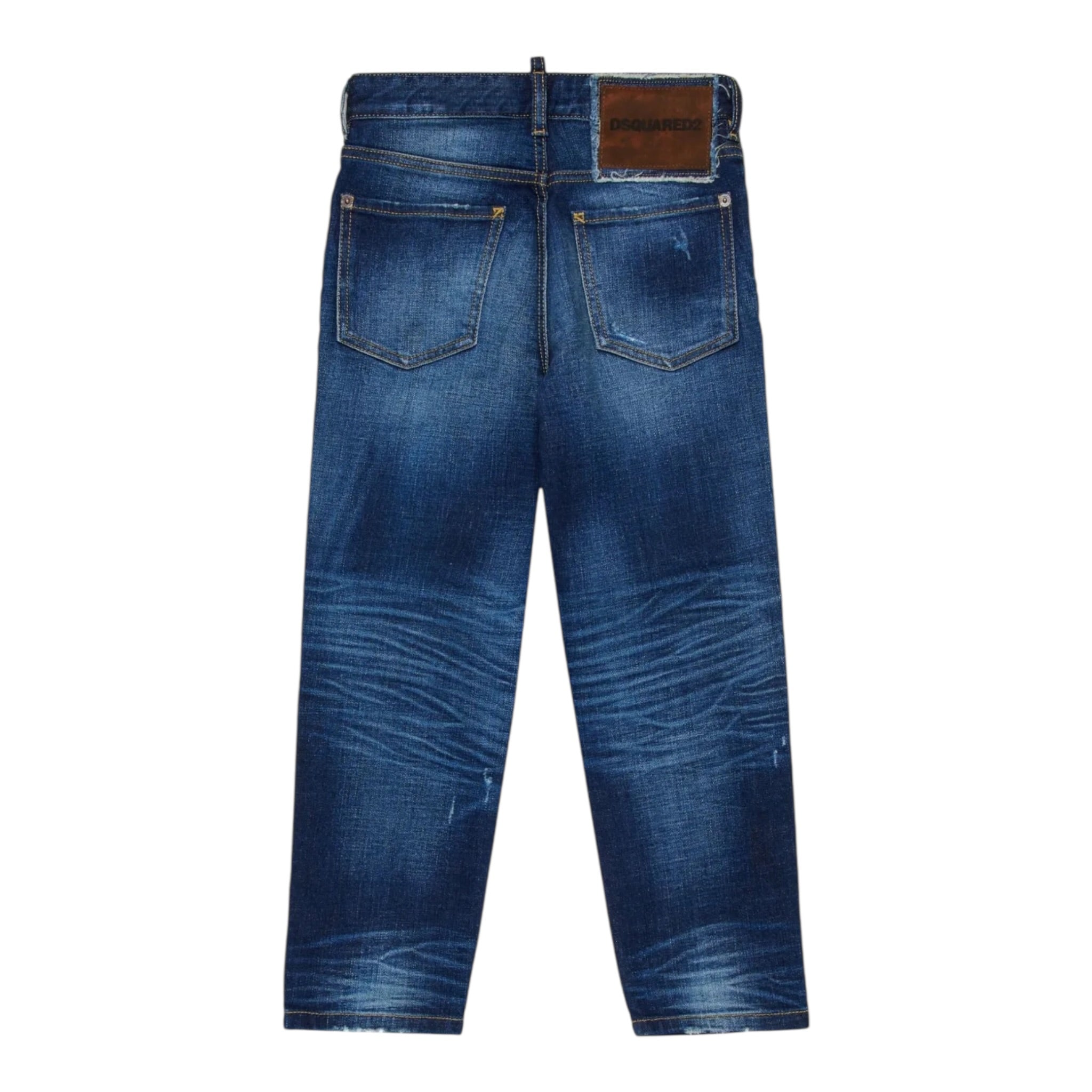 Dsquared2 Jeans tinta unita con Strappi Blu per Bambino DQ2241 BLU DSQUARED2 