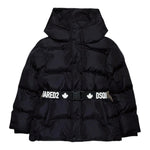 Dsquared2 Giubbino tinta unita con Zip E Cappuccio Nero per Bambina DQ2439 NERO DSQUARED2 