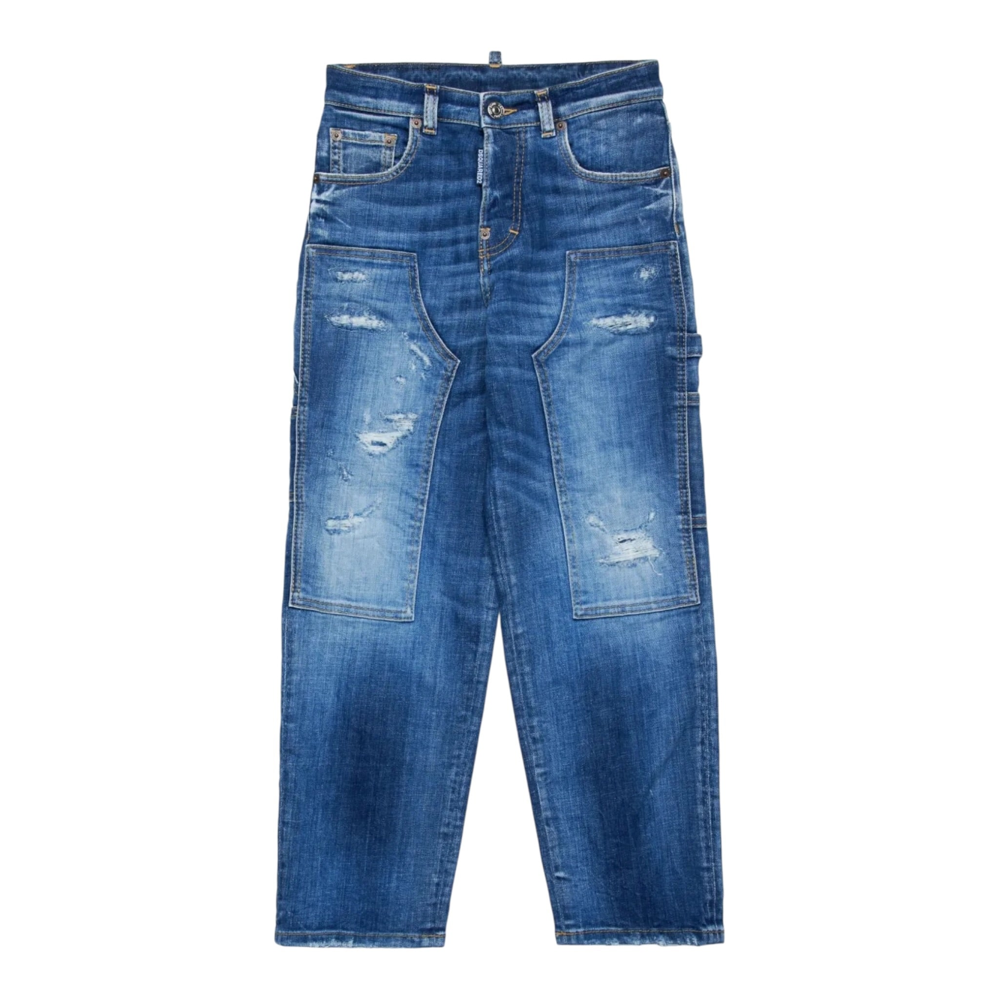 Dsquared2 Jeans tinta unita con Cuciture In Rilievo Blu per Bambino DQ26366 BLU DSQUARED2 