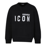 Dsquared2 Felpa tinta unita Girocollo con Stampa Nero per Bambino DQ2667 NERO DSQUARED2 