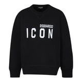Dsquared2 Felpa tinta unita Girocollo con Stampa Nero per Bambino DQ2667 NERO DSQUARED2 