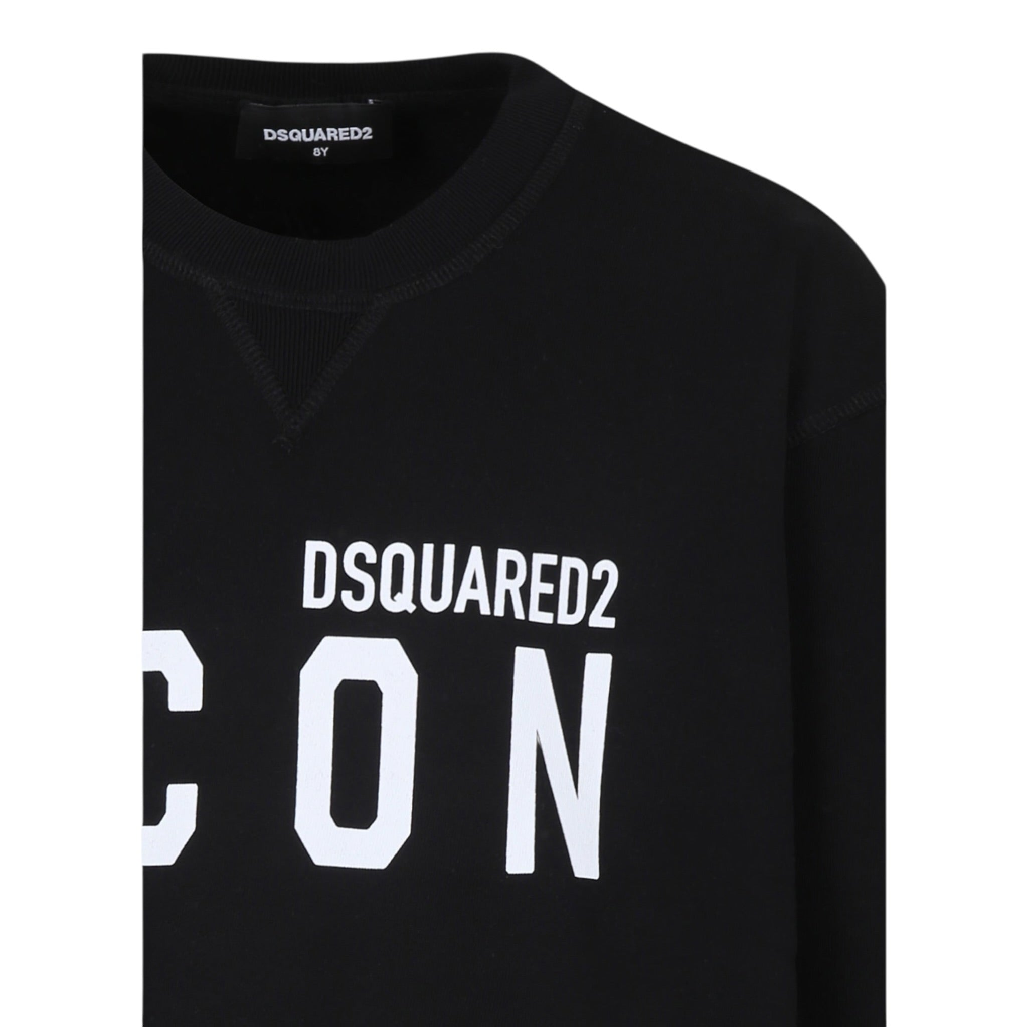 Dsquared2 Felpa tinta unita Girocollo con Stampa Nero per Bambino DQ2667 NERO DSQUARED2 