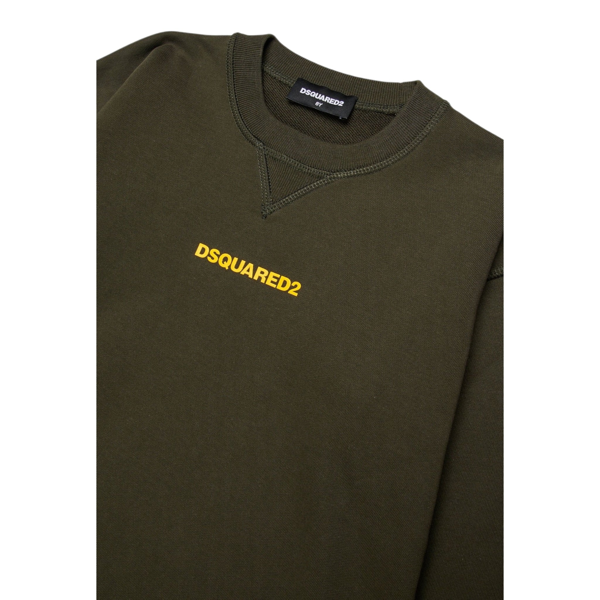 Dsquared2 Felpa Chiusa Girocollo tinta unita con Logo Verde per Bambino DQ2739X VERDE DSQUARED2 