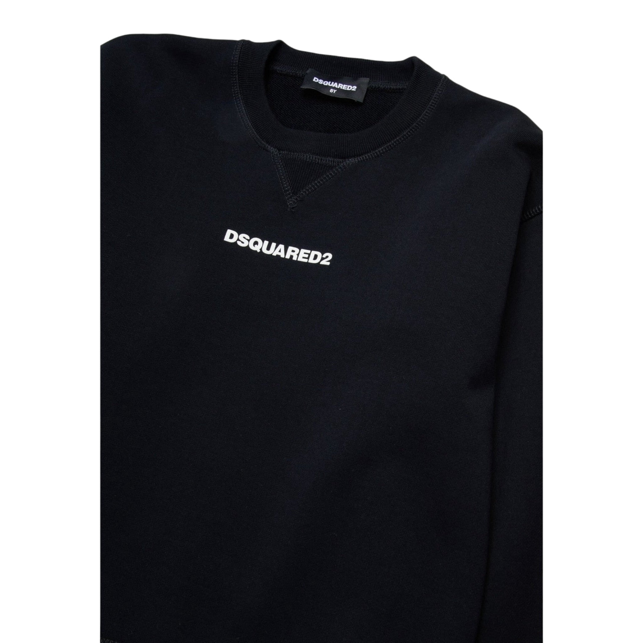 Dsquared2 Felpa Chiusa Girocollo tinta unita con Logo Nero per Bambino DQ2739XX NERO DSQUARED2 
