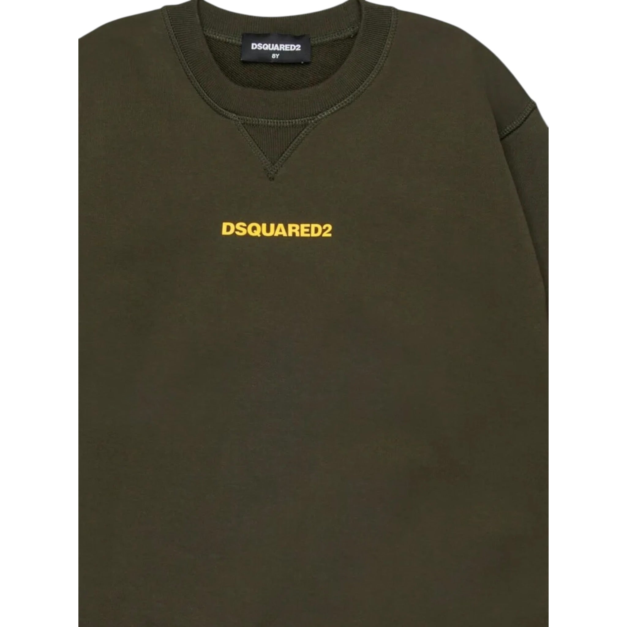 Dsquared2 Felpa Chiusa Girocollo tinta unita con Logo Verde per Bambino DQ2739XXX VERDE DSQUARED2 