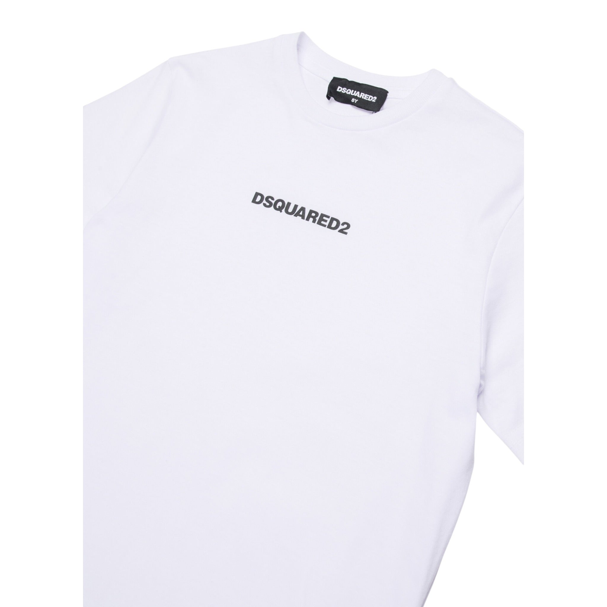 Dsquared2 T-Shirt Girocollo tinta unita con Logo Bianco per Bambino DQ2823X BIANCO DSQUARED2 