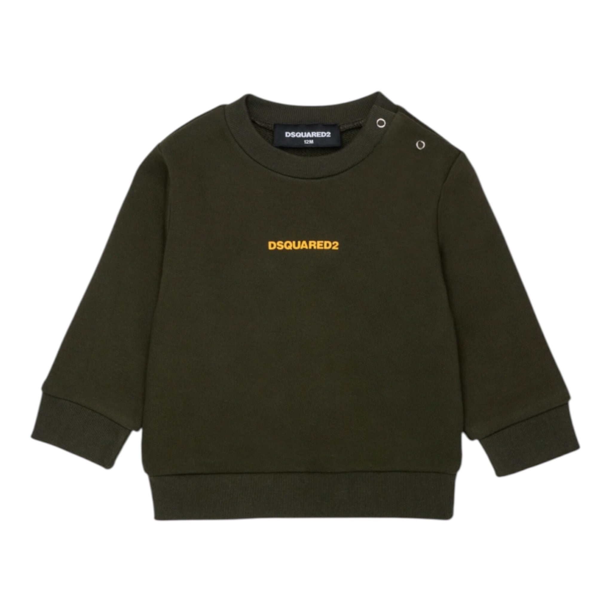 Dsquared2 Felpa tinta unita Girocollo con Stampa Verde per Bambino DQ2860J VERDE DSQUARED2 