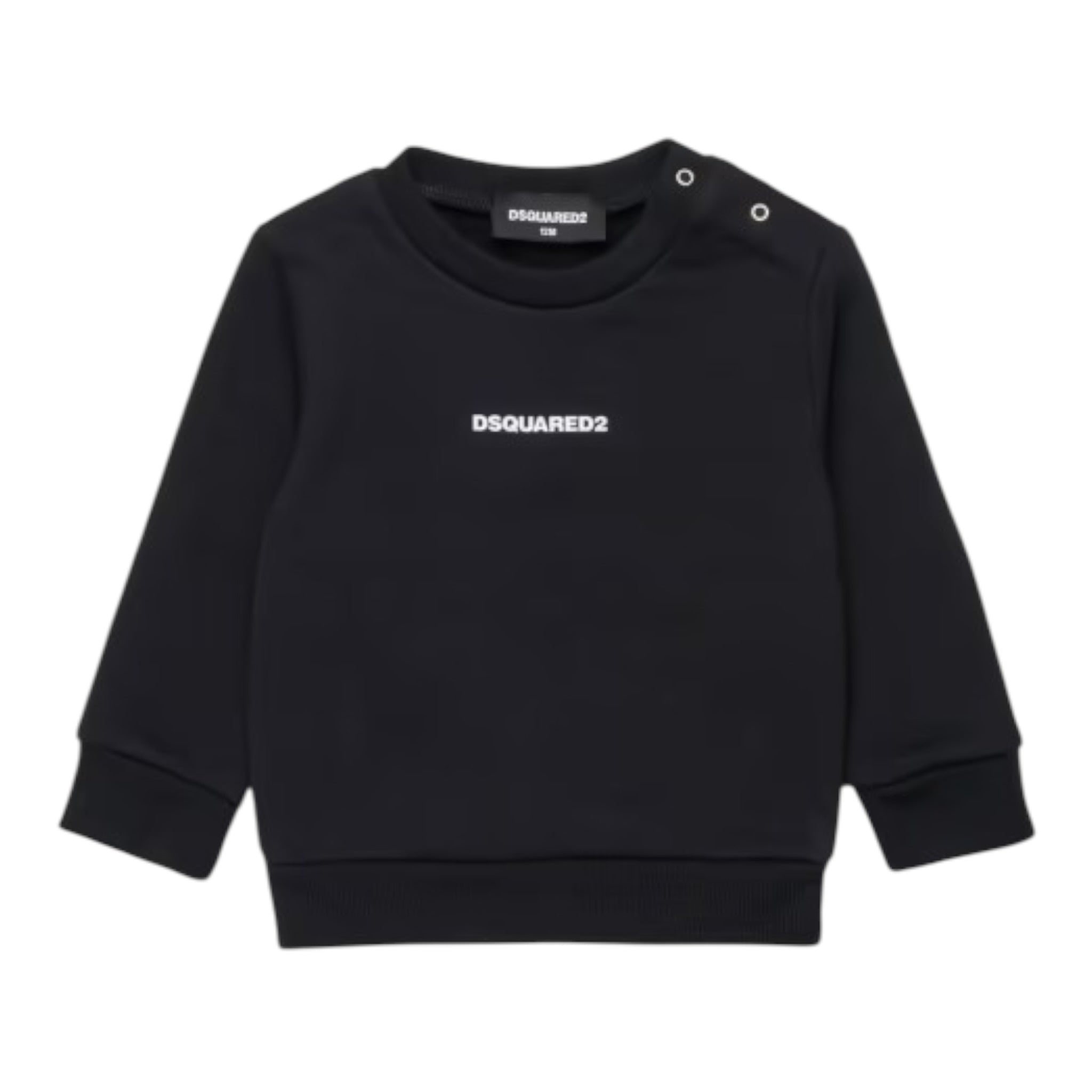Dsquared2 Felpa tinta unita Girocollo con Stampa Nero per Neonato DQ2860 NERO DSQUARED2 
