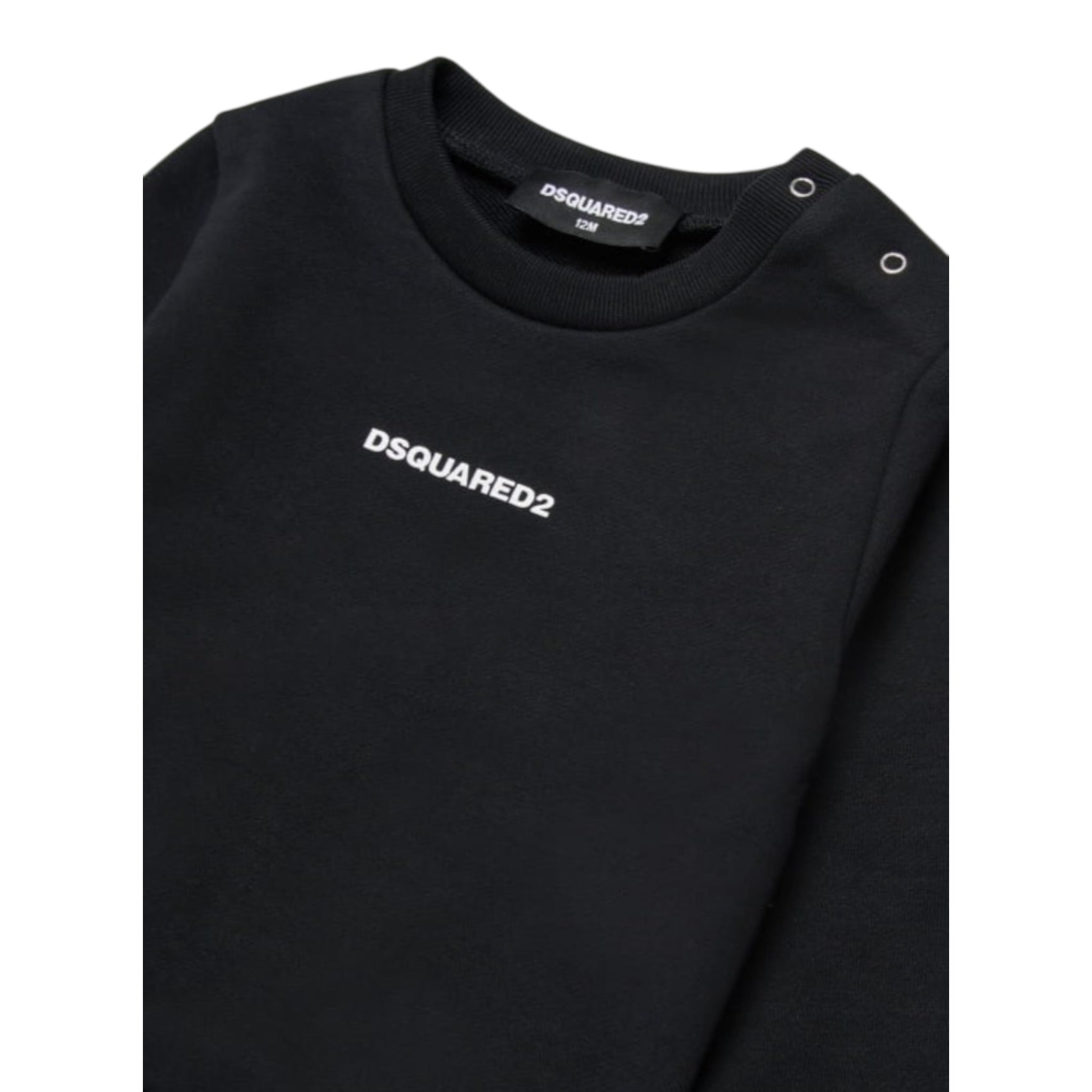 Dsquared2 Felpa tinta unita Girocollo con Stampa Nero per Neonato DQ2860 NERO DSQUARED2 