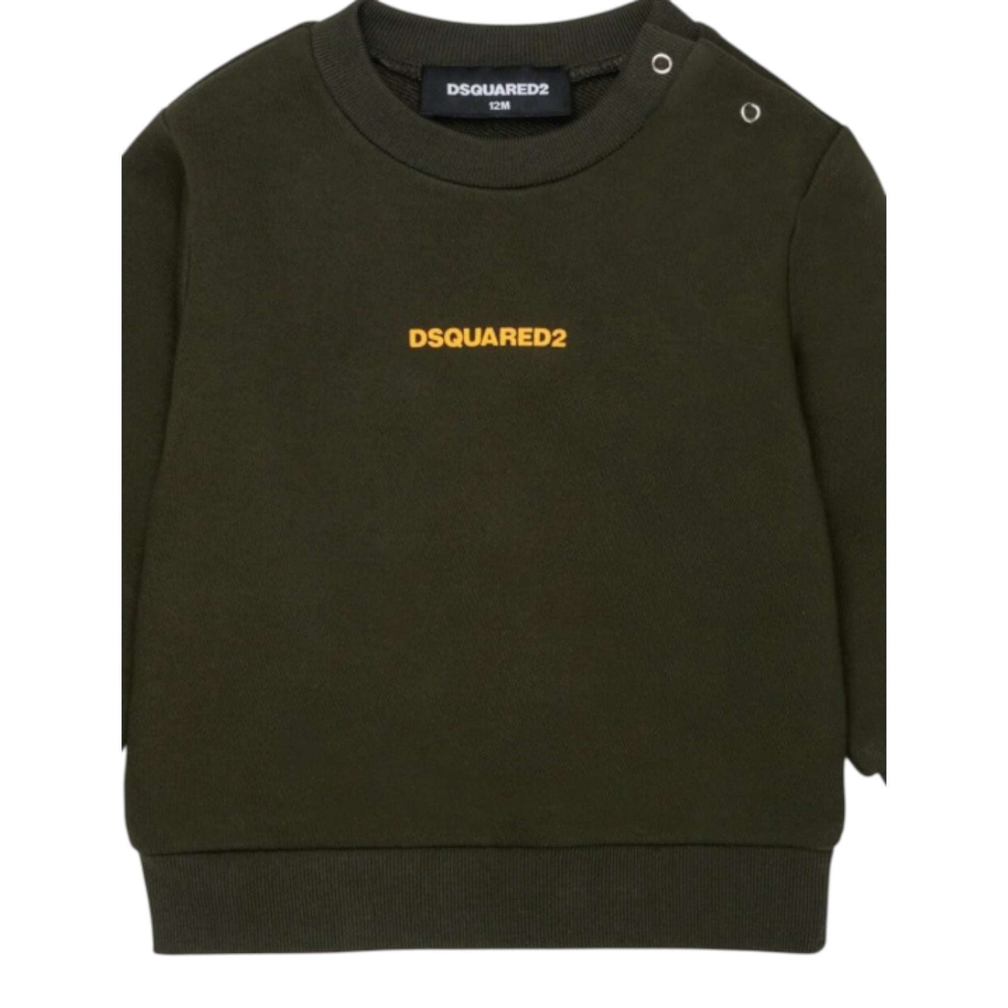 Dsquared2 Felpa tinta unita Girocollo con Stampa Verde per Neonato DQ2860 VERDE DSQUARED2 