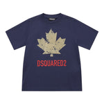 Dsquared2 T-Shirt Girocollo tinta unita con Logo Blu per Bambino DQ2982 BLU DSQUARED2 
