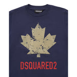 Dsquared2 T-Shirt Girocollo tinta unita con Logo Blu per Bambino DQ2982 BLU DSQUARED2 