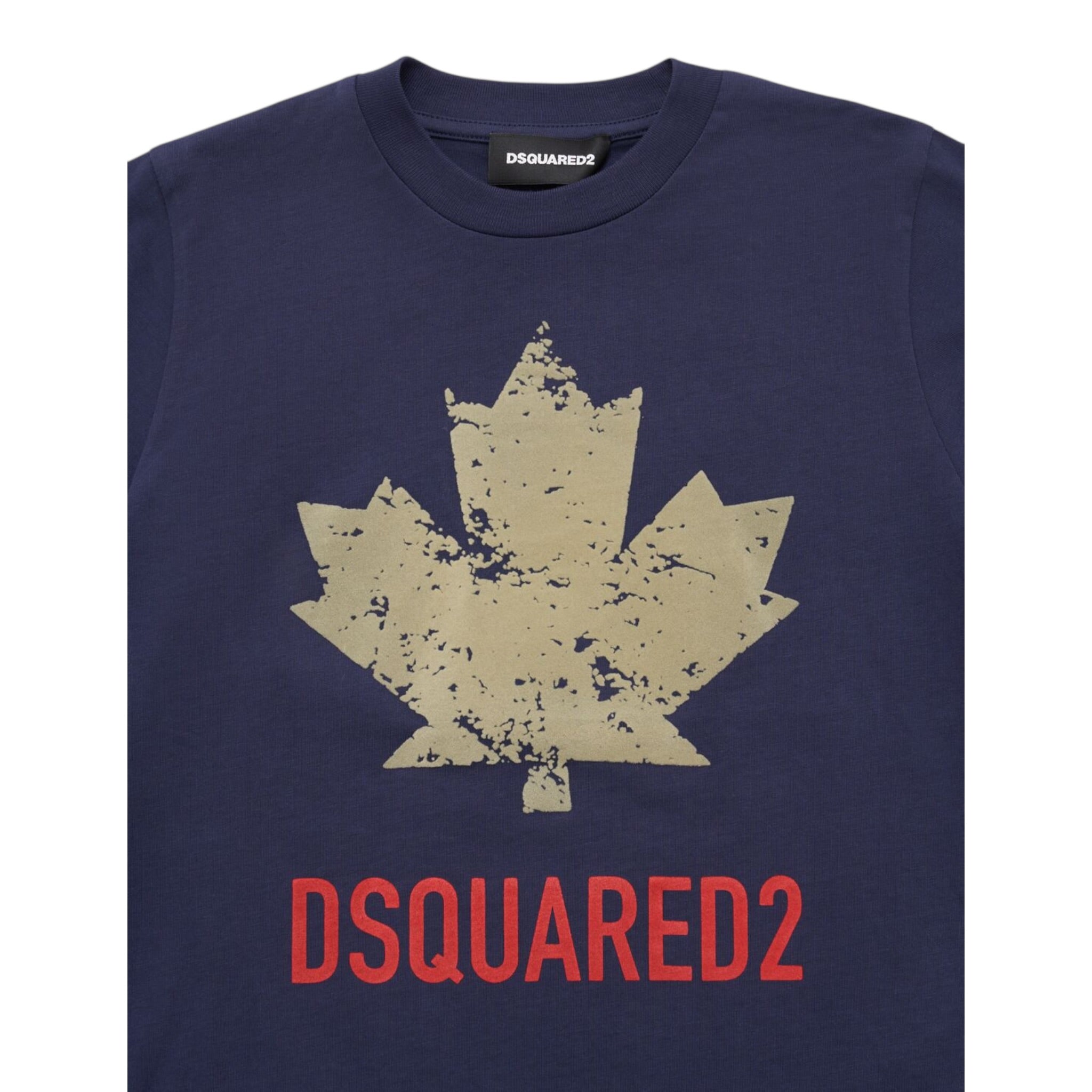 Dsquared2 T-Shirt Girocollo tinta unita con Logo Blu per Bambino DQ2982 BLU DSQUARED2 