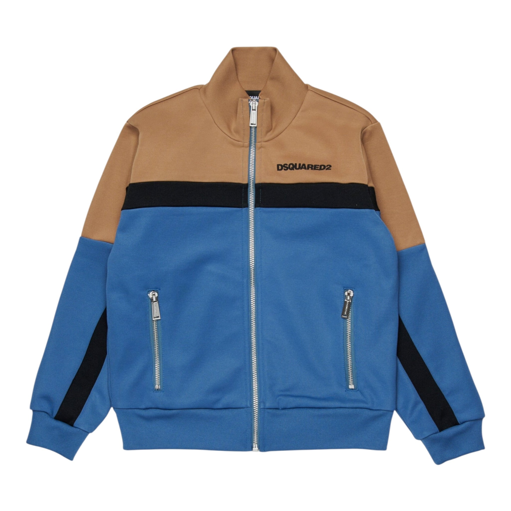 Dsquared2 Felpa tinta unita con Profili In Contrasto E Zip Blu per Bambino DQ2998 BLU DSQUARED2 