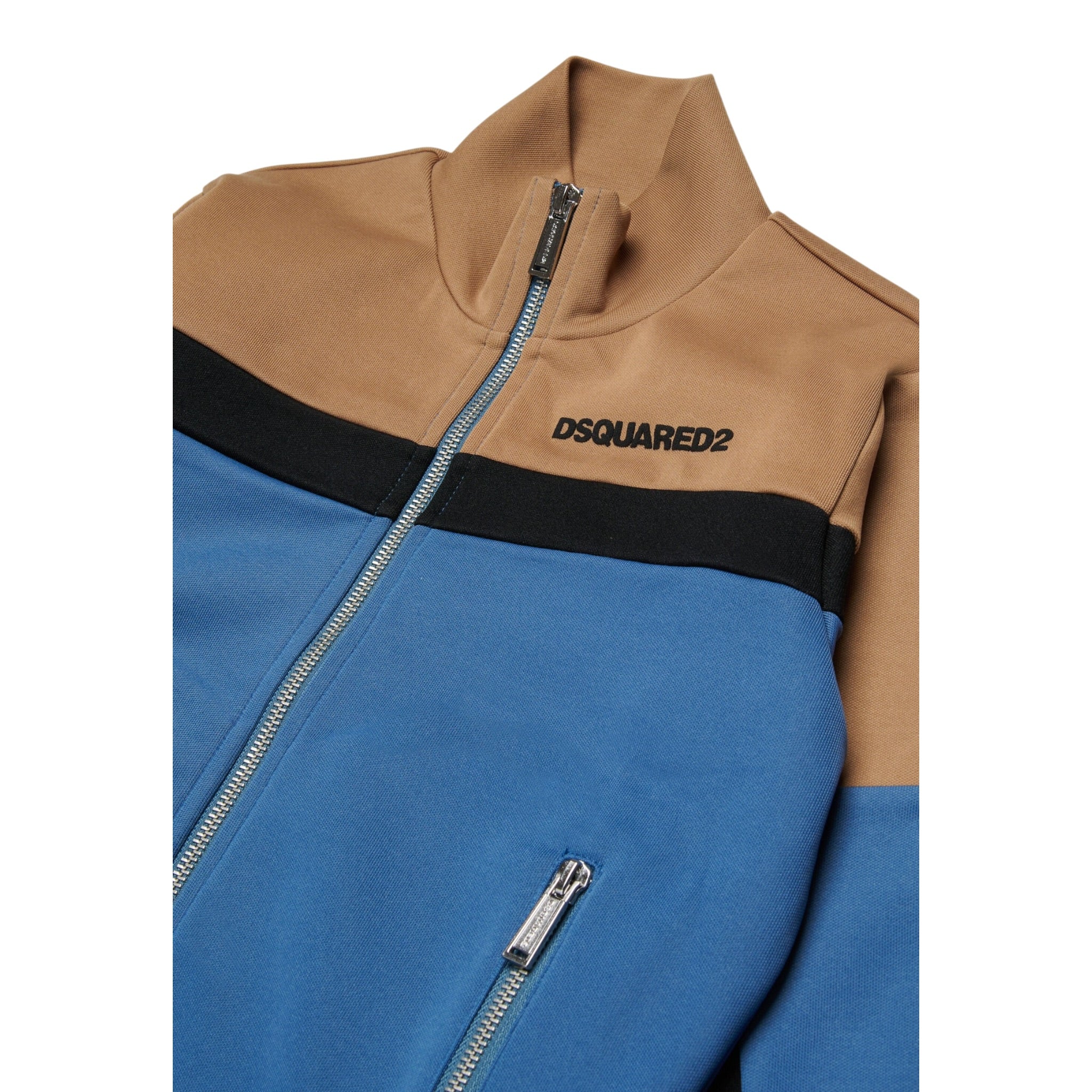 Dsquared2 Felpa tinta unita con Profili In Contrasto E Zip Blu per Bambino DQ2998 BLU DSQUARED2 