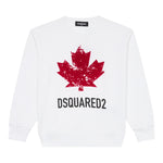 Dsquared2 Felpa tinta unita Girocollo con Stampa Bianco per Bambino DQ3005XX BIANCO DSQUARED2 