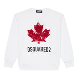 Dsquared2 Felpa tinta unita Girocollo con Stampa Bianco per Bambino DQ3005XXX BIANCO DSQUARED2 