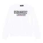 Dsquared2 Felpa Chiusa Girocollo tinta unita con Stampa Bianco per Bambino DQ3006 BIANCO DSQUARED2 