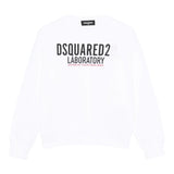 Dsquared2 Felpa Chiusa Girocollo tinta unita con Stampa Bianco per Neonato DQ3006N BIANCO DSQUARED2 