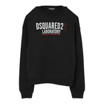Dsquared2 Felpa Chiusa Girocollo tinta unita con Stampa Nero per Bambino DQ3006 NERO DSQUARED2 