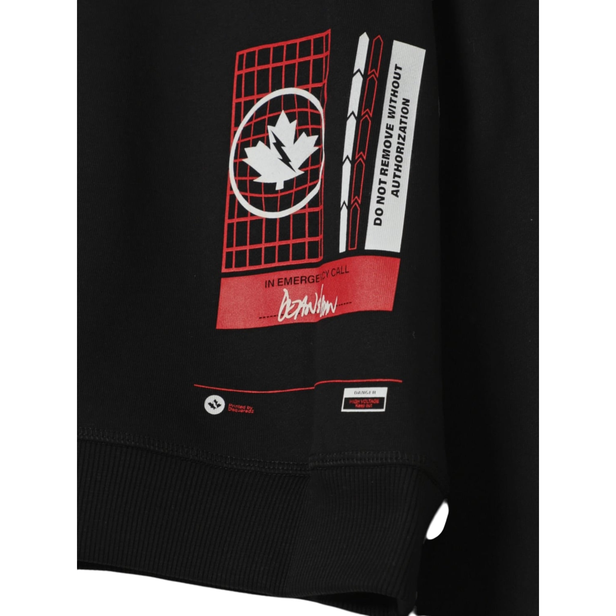Dsquared2 Felpa Chiusa Girocollo tinta unita con Stampa Nero per Bambino DQ3006 NERO DSQUARED2 