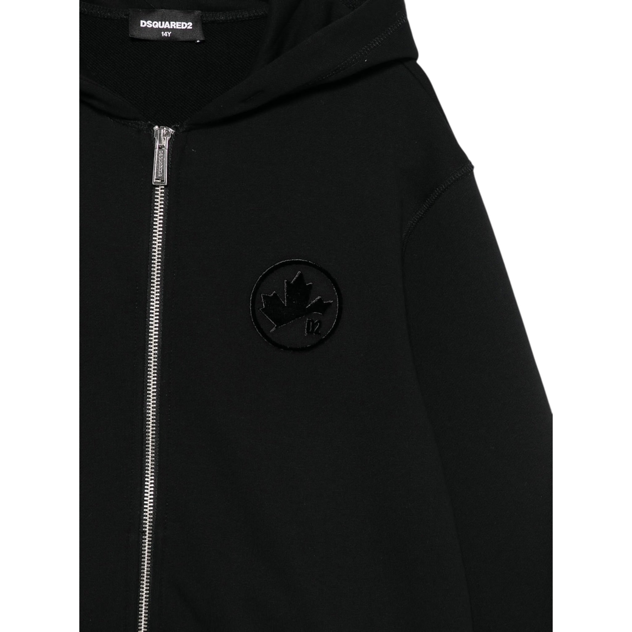 Dsquared2 Felpa con Zip E Cappuccio tinta unita Nero per Bambino DQ3010X NERO DSQUARED2 