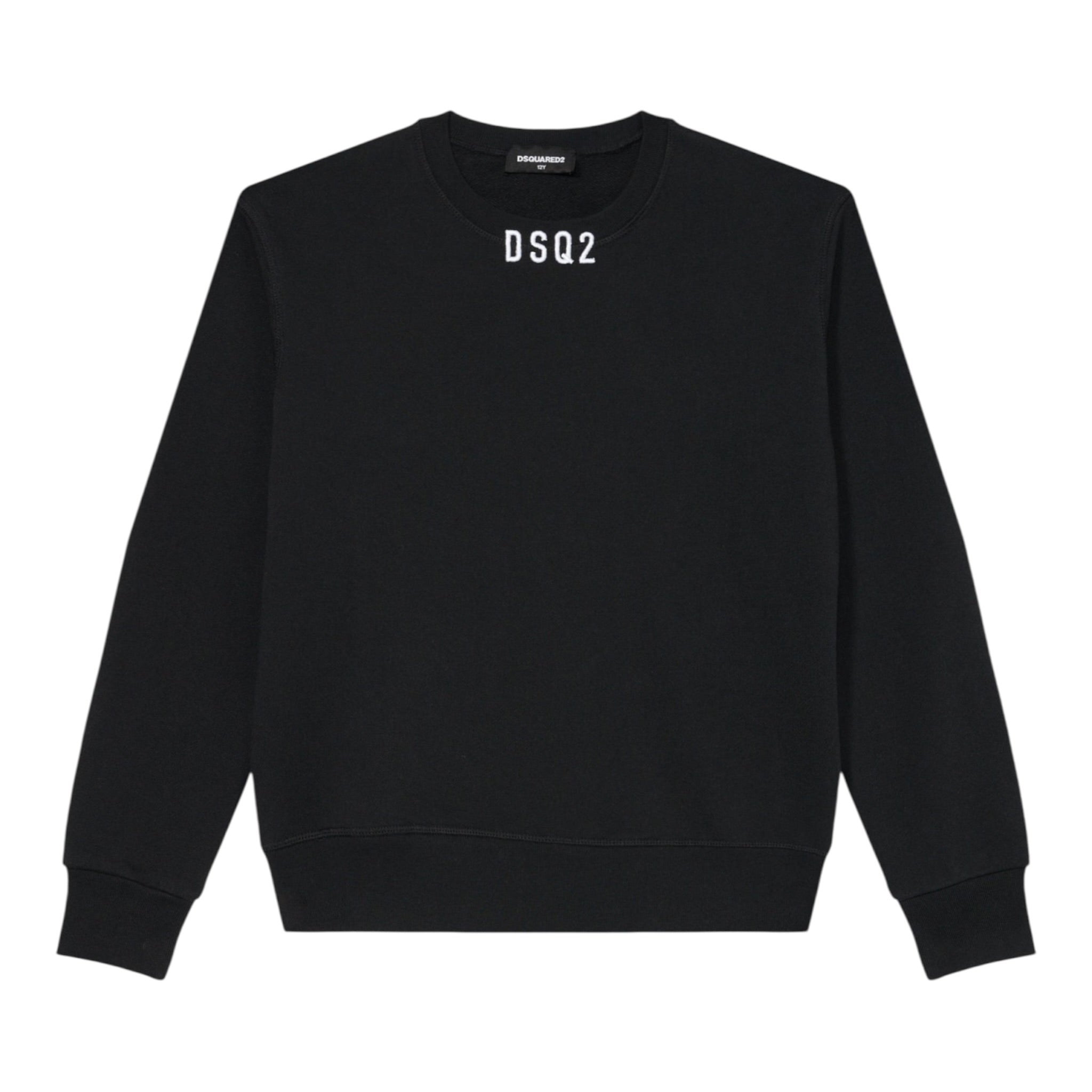 Dsquared2 Felpa Girocollo tinta unita con Logo Nero per Bambino DQ3017 NERO DSQUARED2 