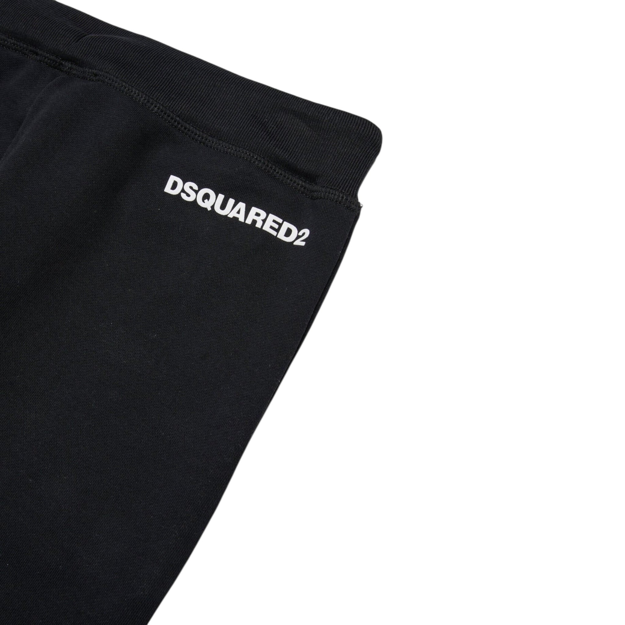 Dsquared2 Pantalone Tuta tinta unita con Logo Nero per Bambino DQ3025 NERO DSQUARED2 