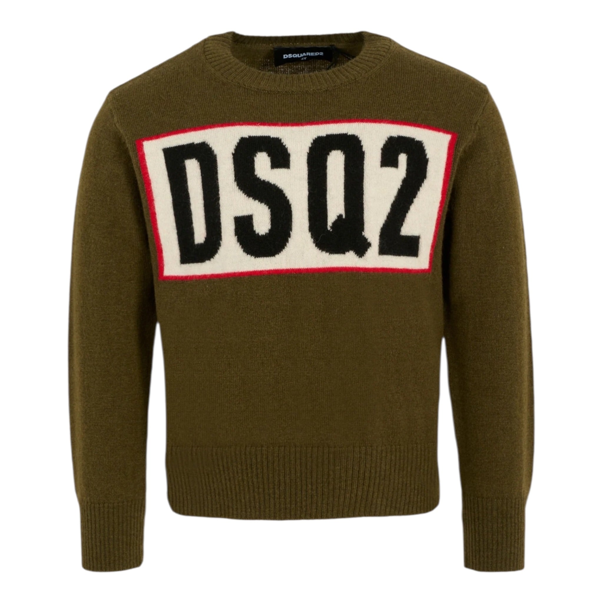 Dsquared2 Maglia Girocollo tinta unita Cn Stampa Verde per Bambino DQ3071X VERDE DSQUARED2 