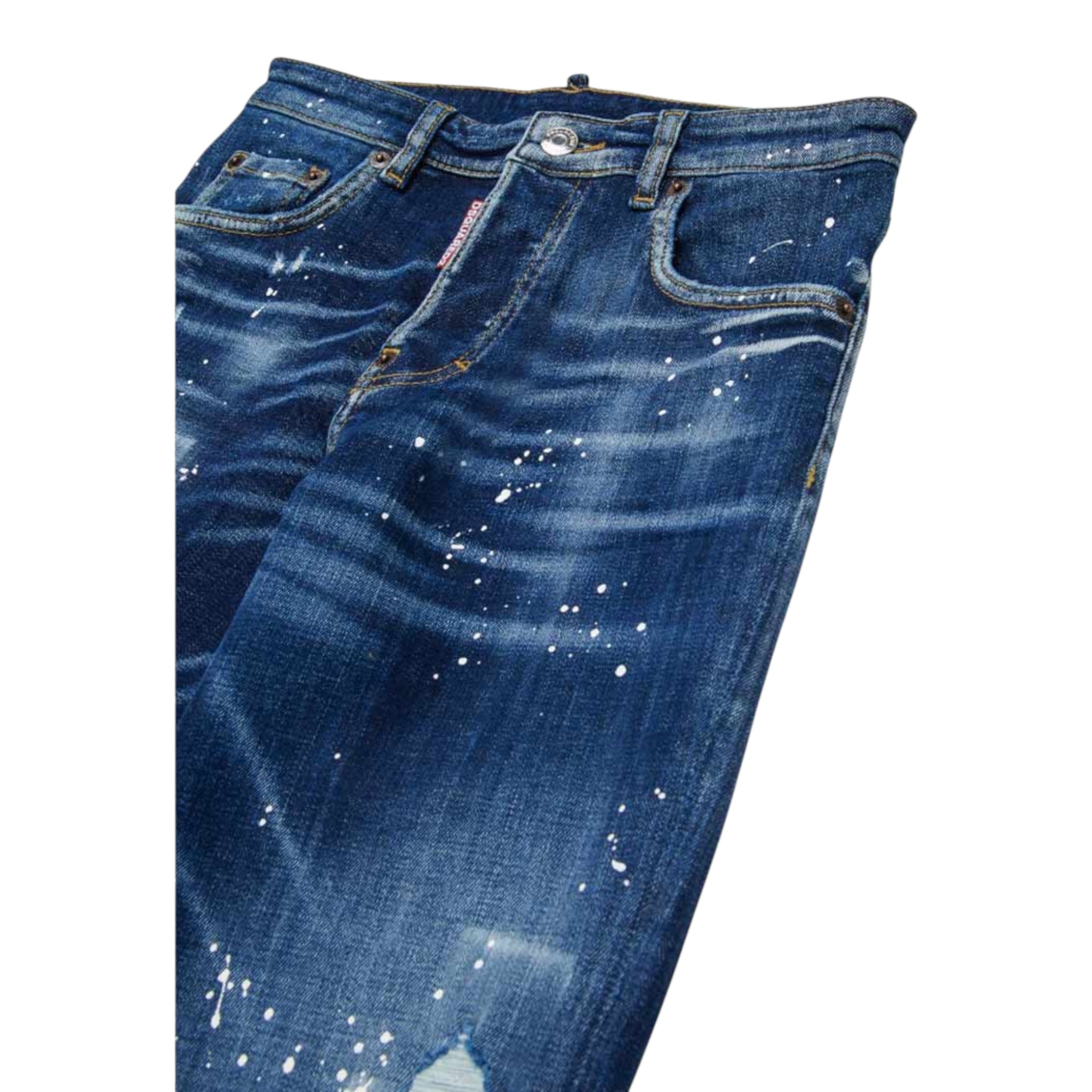 Dsquared2 Jeans tinta unita con Fantasia Blu per Bambino DQ3082 BLU DSQUARED2 