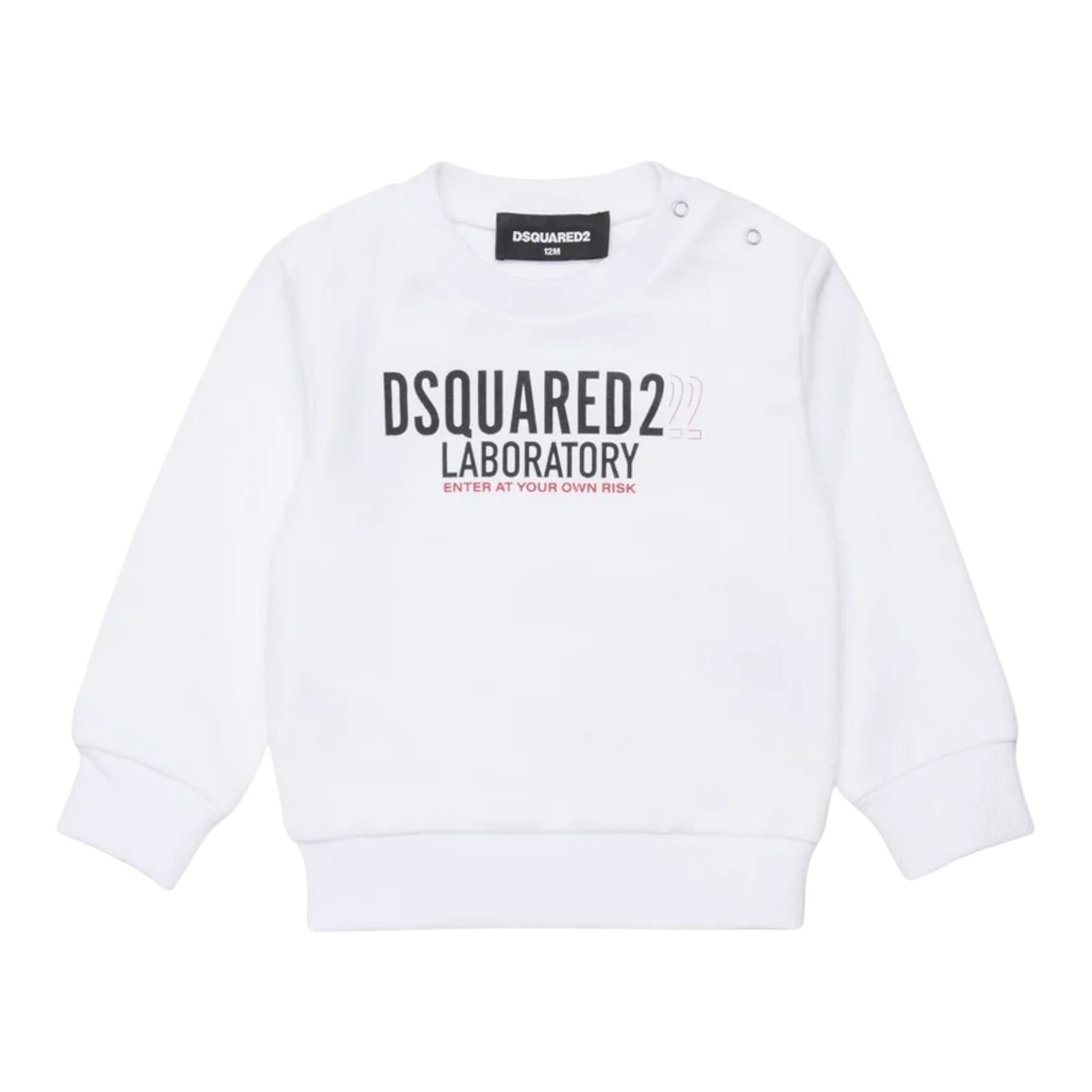 Dsquared2 Felpa Girocollo tinta unita con Stampa Bianco per Neonato DQ3100 BIANCO DSQUARED2 