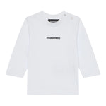 Dsquared2 Shirt Girocollo tinta unita con Logo Bianco per Neonato DQ3108 BIANCO DSQUARED2 