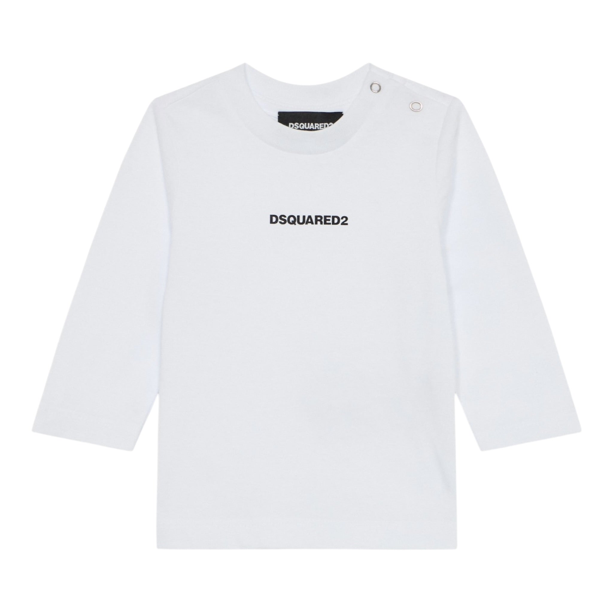 Dsquared2 Shirt Girocollo tinta unita con Logo Bianco per Neonato DQ3108 BIANCO DSQUARED2 