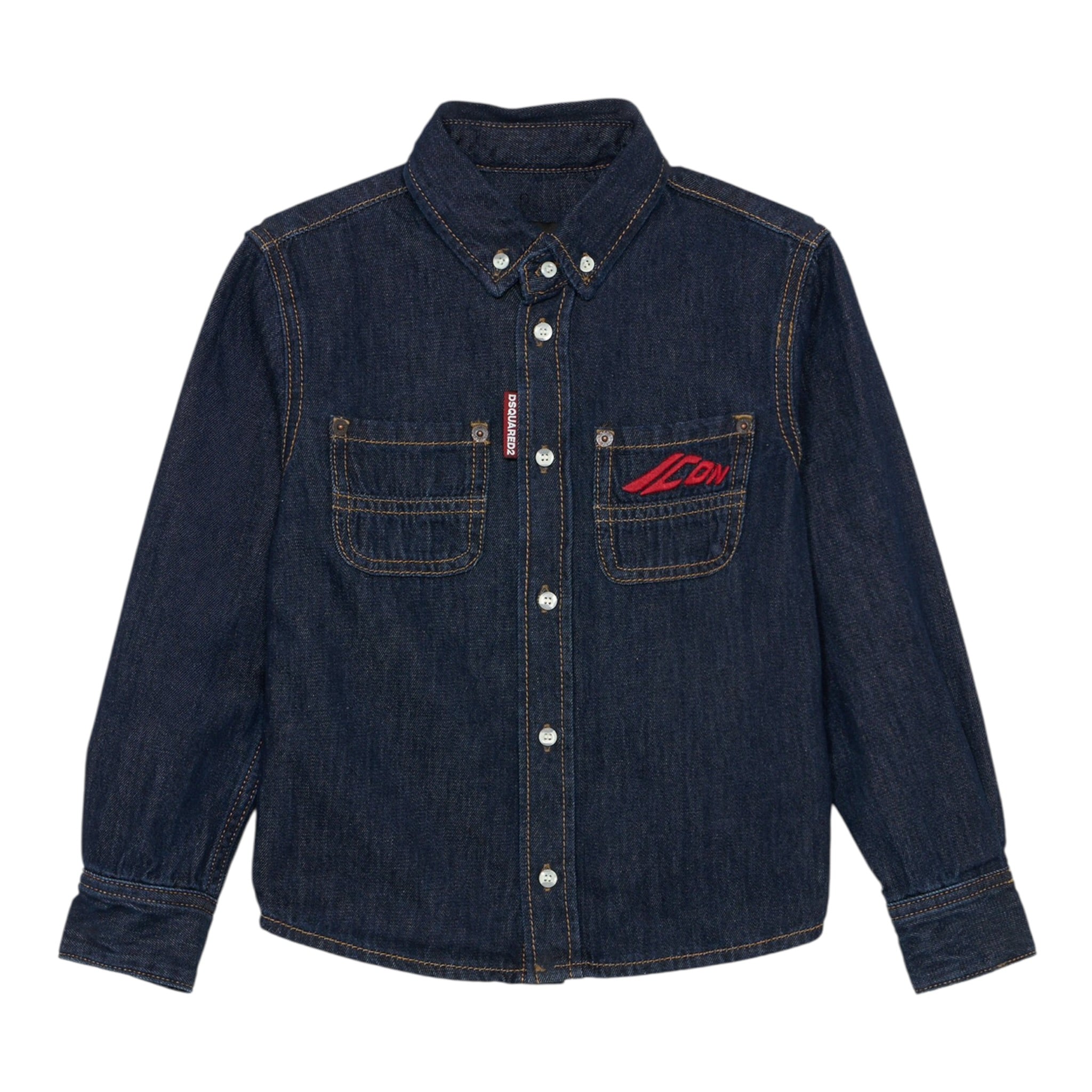 Dsquared2 Camicia Manica Lunga In Denim tinta unita Blu per Bambino DQ3139 BLU DSQUARED2 