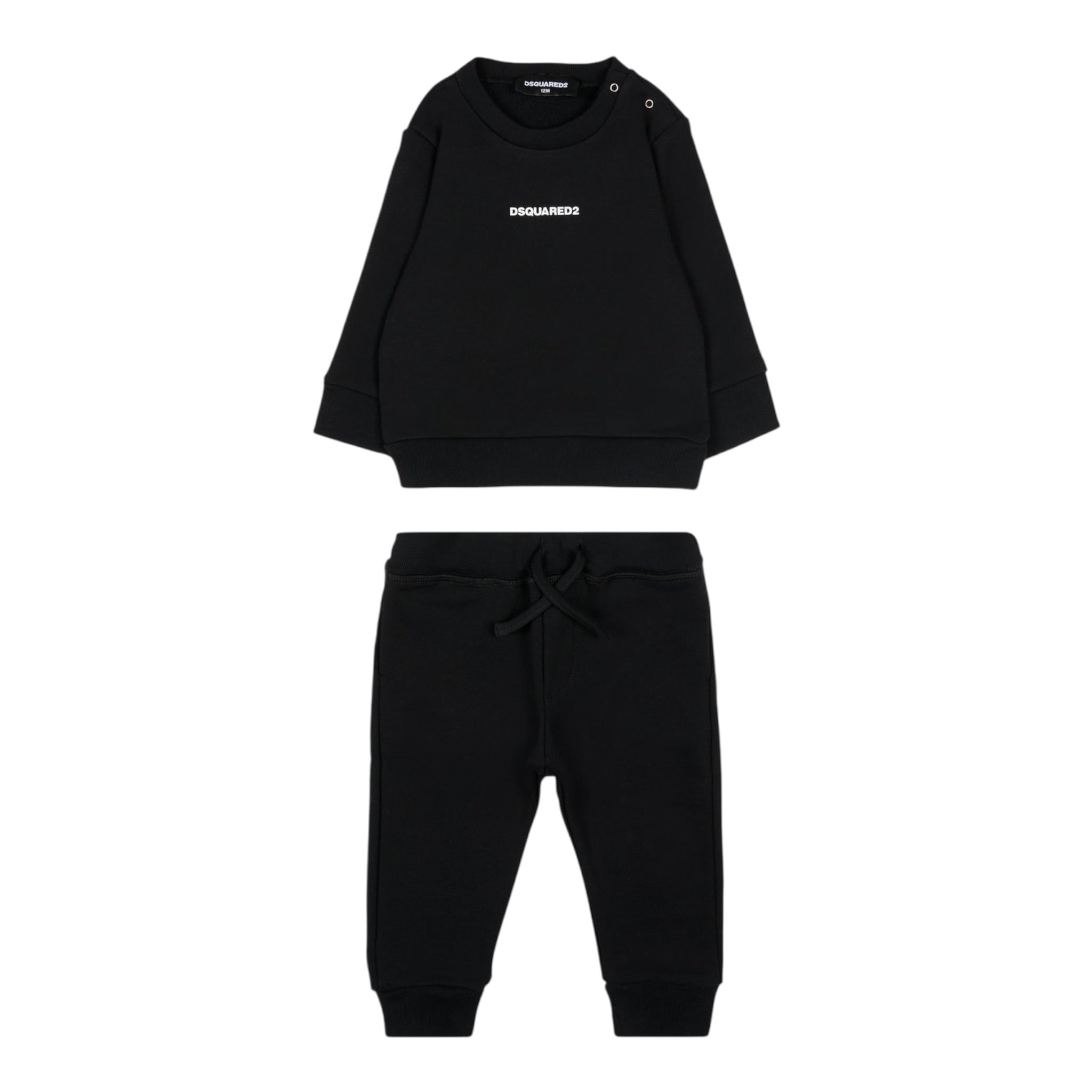 Dsquared2 Completo 2Pz Felpa-Pantalone tinta unita Nero per Bambino DQ3146 NERO DSQUARED2 