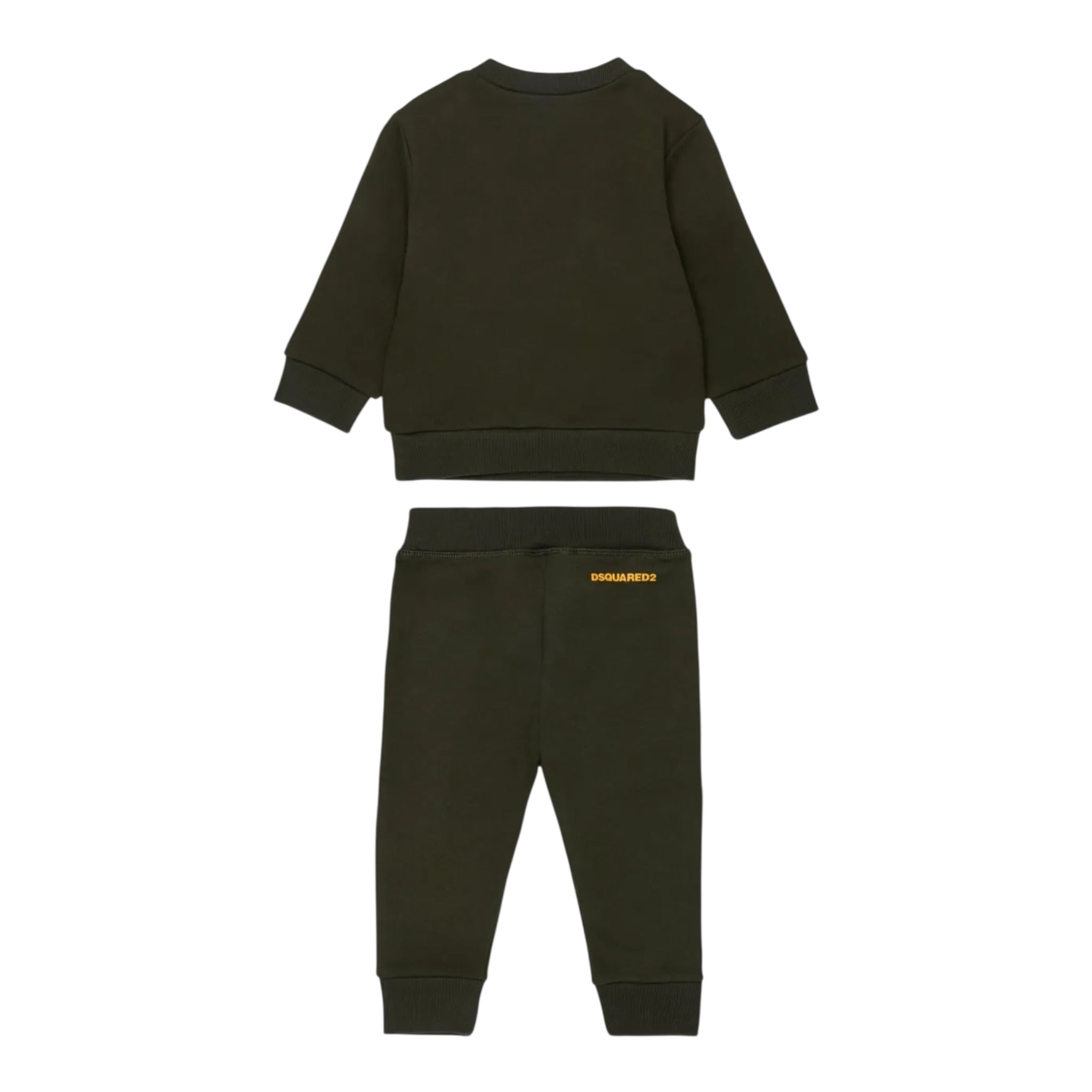 Dsquared2 Completo 2Pz Felpa-Pantalone tinta unita Verde per Neonato DQ3146N VERDE DSQUARED2 