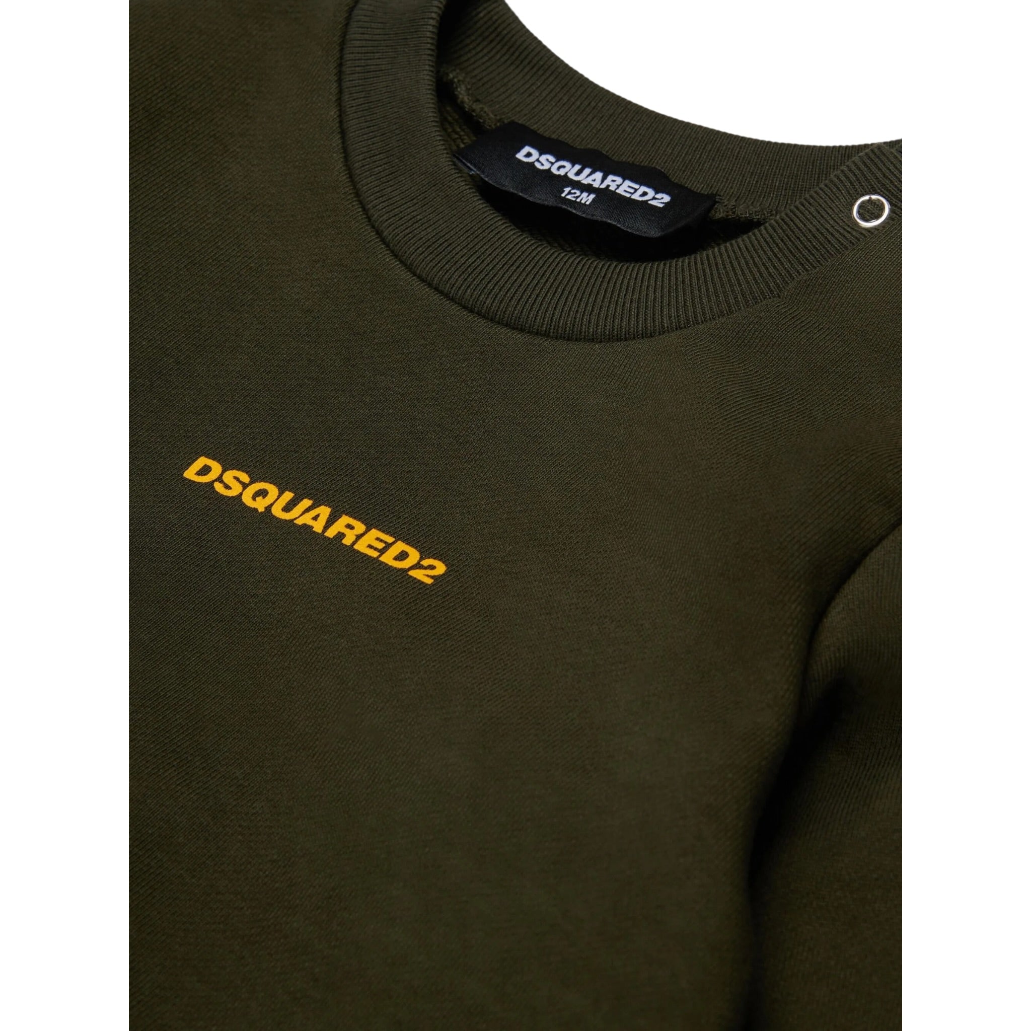 Dsquared2 Completo 2Pz Felpa-Pantalone tinta unita Verde per Neonato DQ3146N VERDE DSQUARED2 