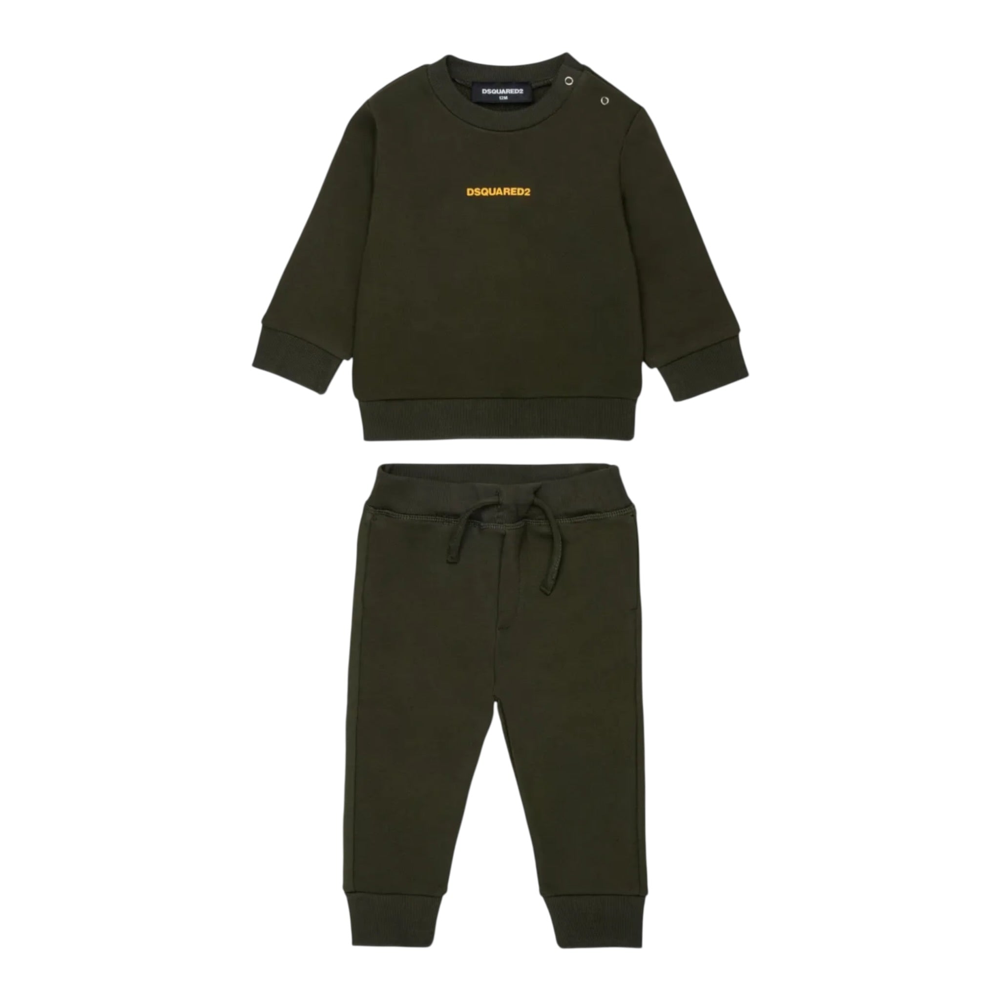 Dsquared2 Completo 2Pz Felpa-Pantalone tinta unita Verde per Neonato DQ3146XX VERDE DSQUARED2 