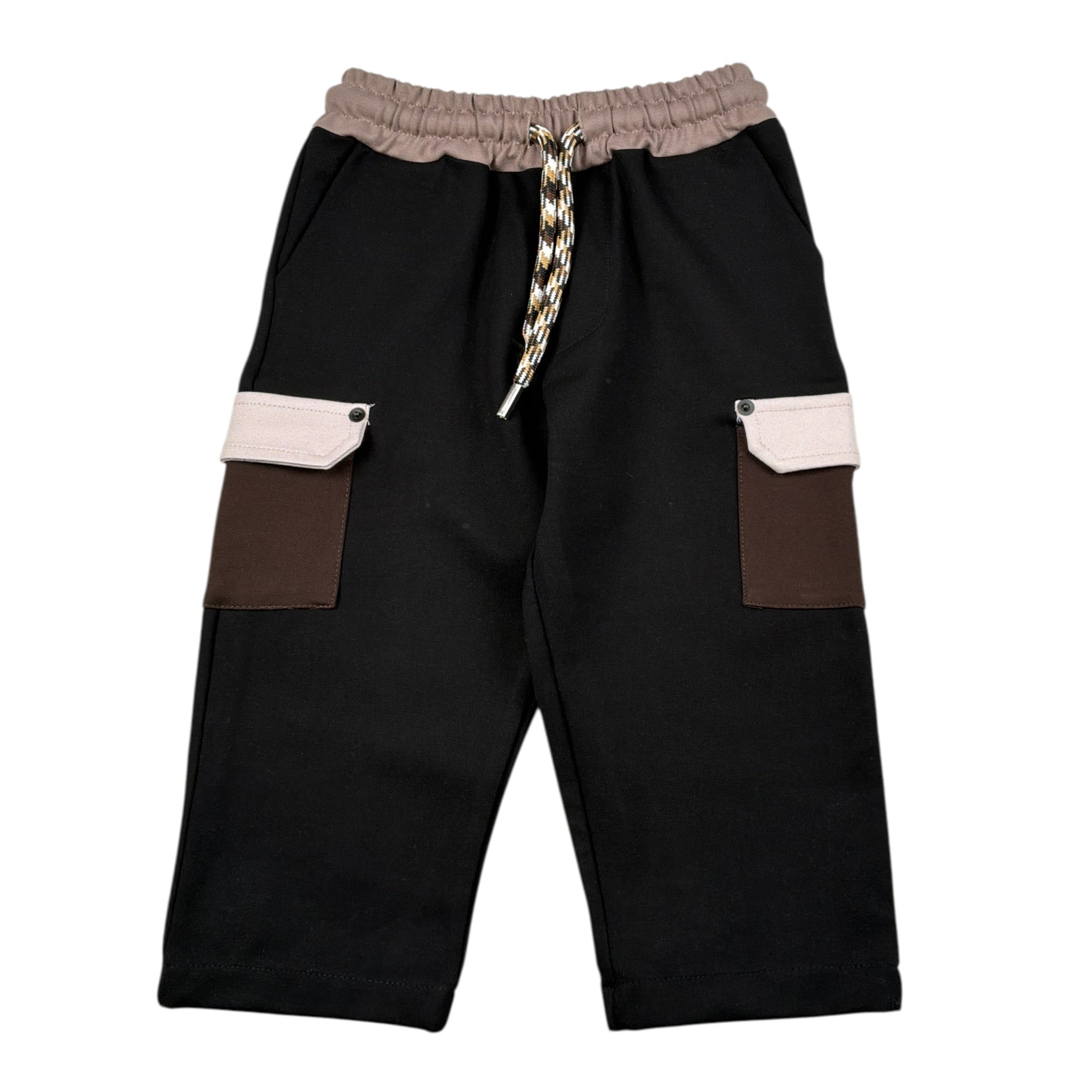 Duepuntozero Pantalone tinta unita con Tasche In Contrasto Nero per Bambino PTBTASCJ NERO DUEPUNTOZERO 