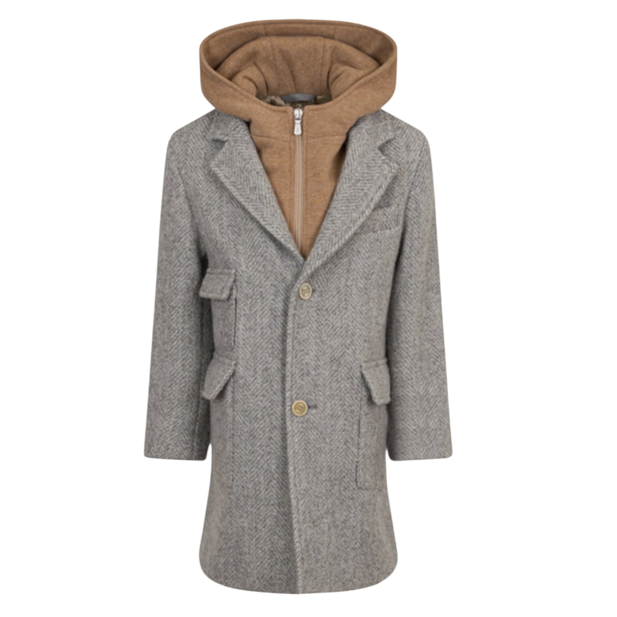 Eleventy Cappotto Bicolore con Felpa Integrata Grigio per Bambino EX2P10 GRIGIO ELEVENTY 