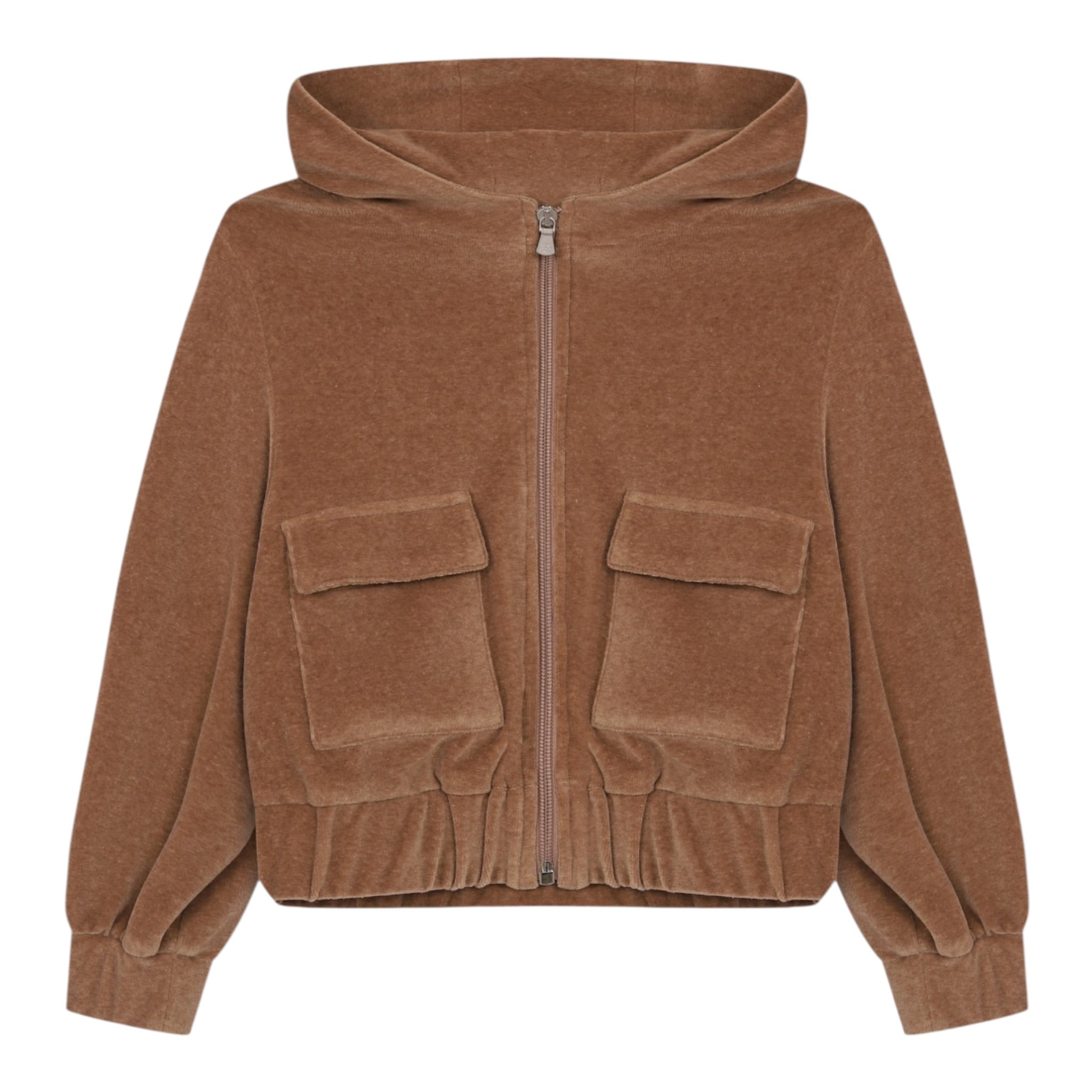 Eleventy Felpa In Camoscio tinta unita con Zip Marrone per Bambina EX4A20 MARRONE ELEVENTY 
