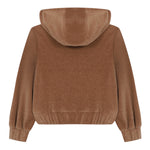 Eleventy Felpa In Camoscio tinta unita con Zip Marrone per Bambina EX4A20 MARRONE ELEVENTY 