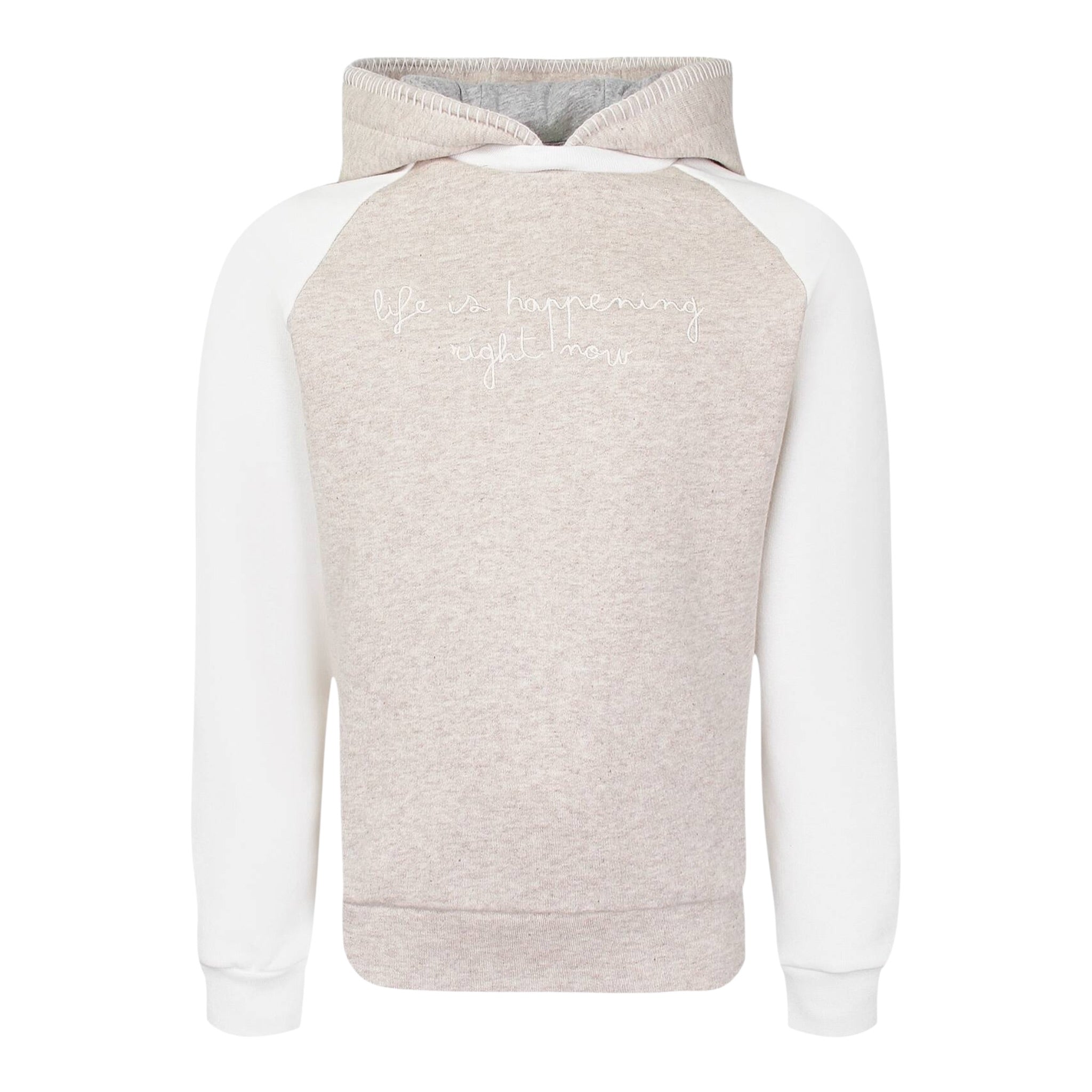 Eleventy Felpa Bicolore con Cappuccio Bianco/Beige per Bambina EX4P30 BIANCO/BEIGE ELEVENTY 