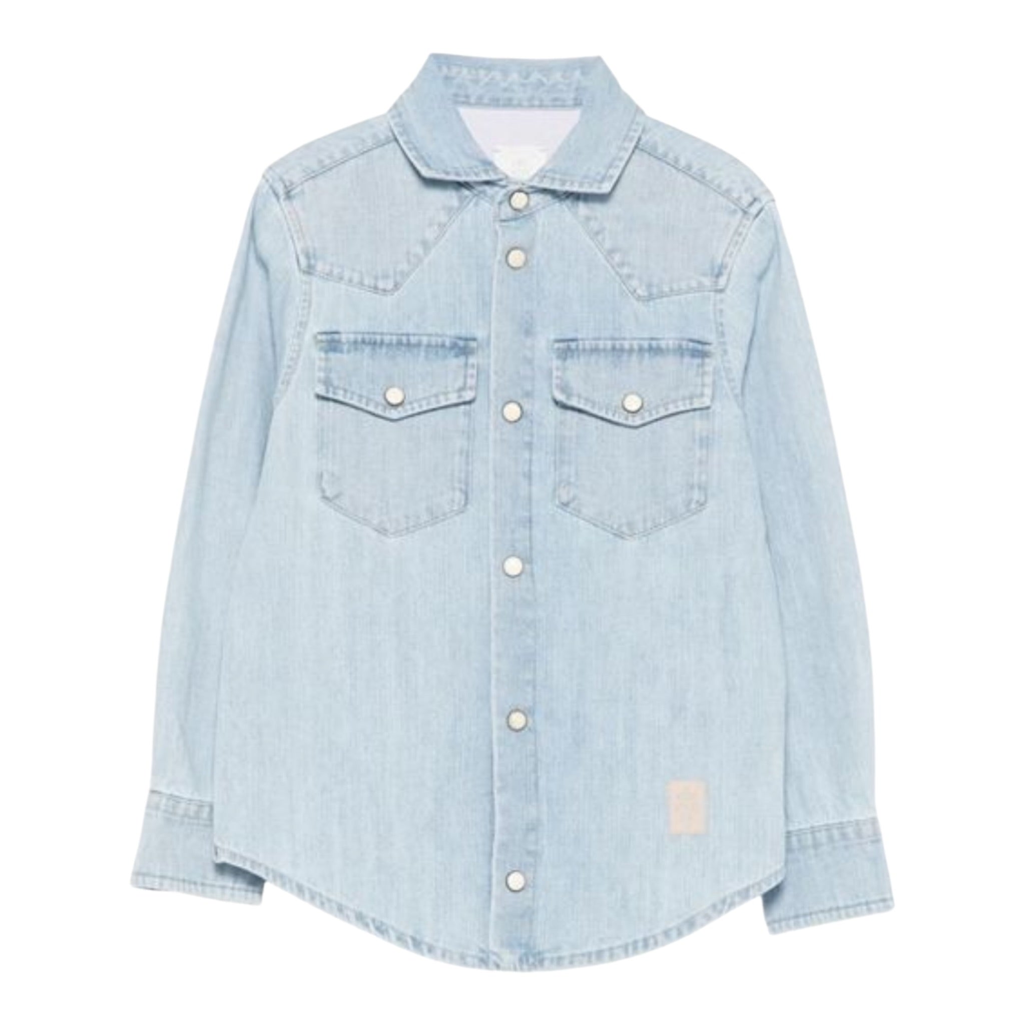 Eleventy Camicia In Denim tinta unita con Bottoni Azzurro per Bambino EX5P70 AZZURRO ELEVENTY 