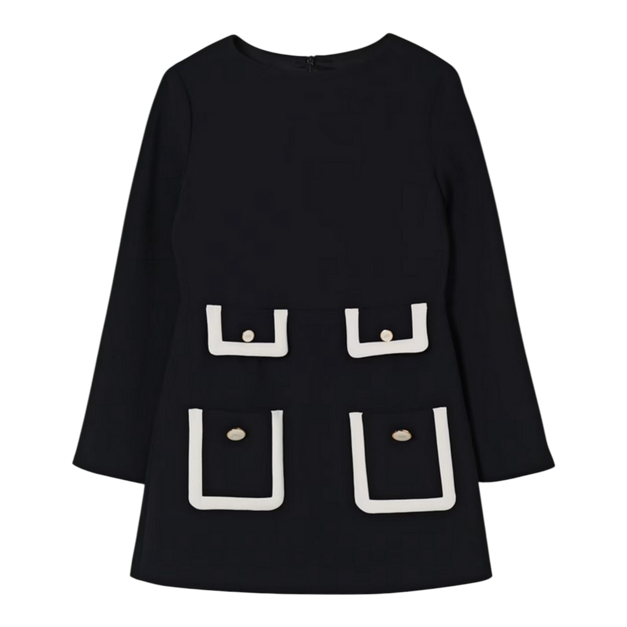 Elisabetta Franchi Abito Manica Lunga tinta unita con Logo Nero per Bambina EFAB623 NERO ELISABETTA FRANCHI 