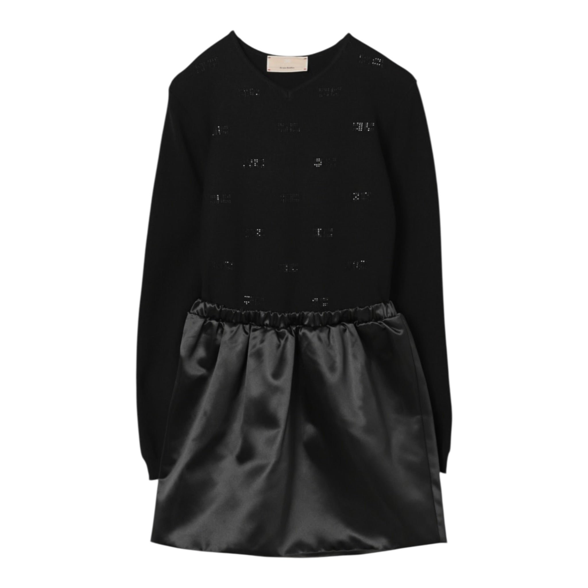 Elisabetta Franchi Abito Manica Lunga tinta unita con Logo Nero per Bambina EFAB632 NERO ELISABETTA FRANCHI 